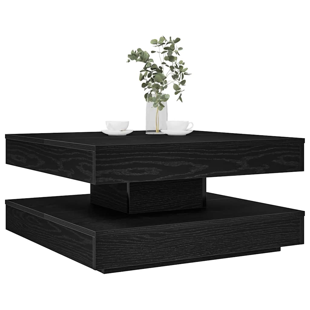 Tavolino da Caffè Girevole a 360 Gradi Nero 70x70x34,5 cm