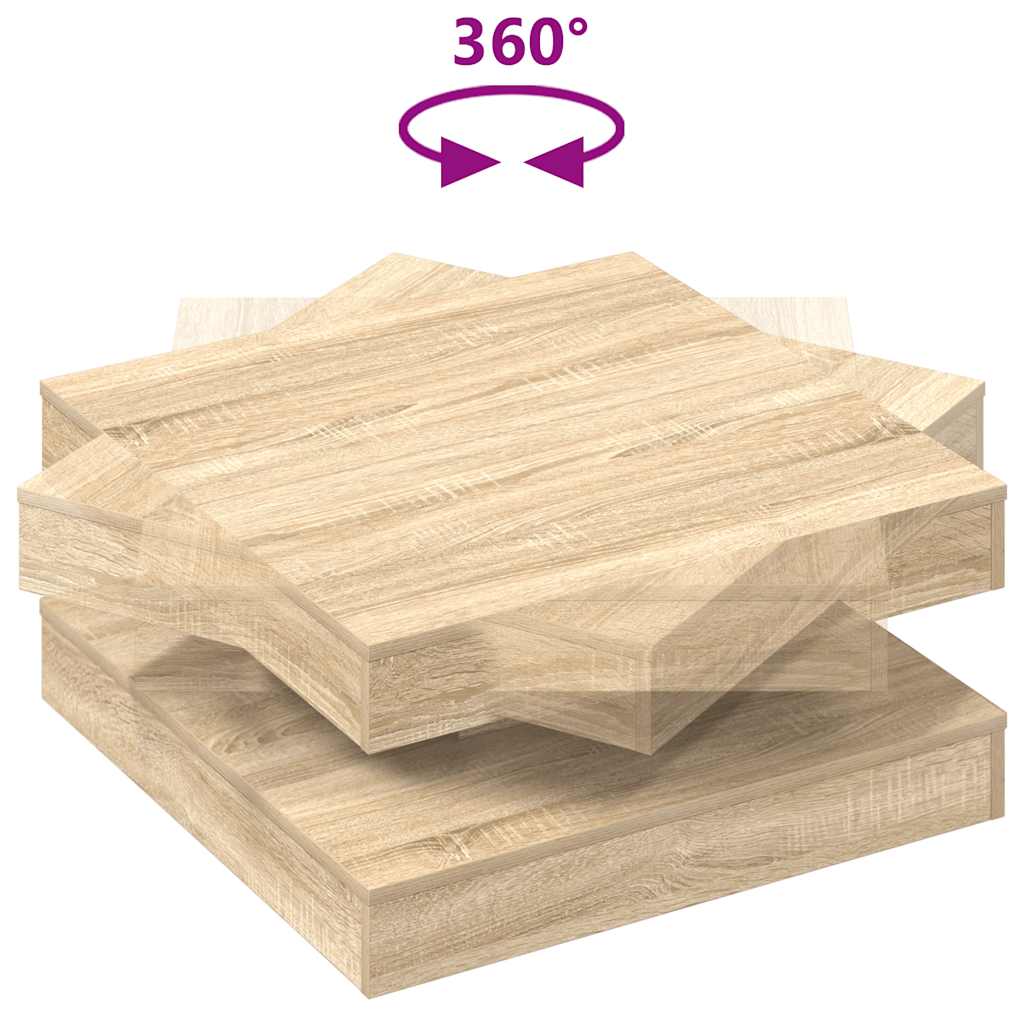 Tavolino da Caffè Girevole a 360 Gradi Sonoma 70x70x34,5 cm