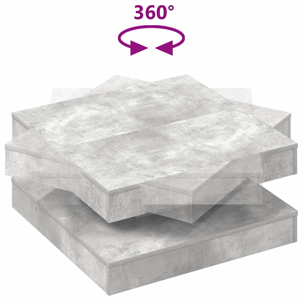 Tavolino da Caffè Girevole a 360 Gradi Grigio 70x70x34,5 cm