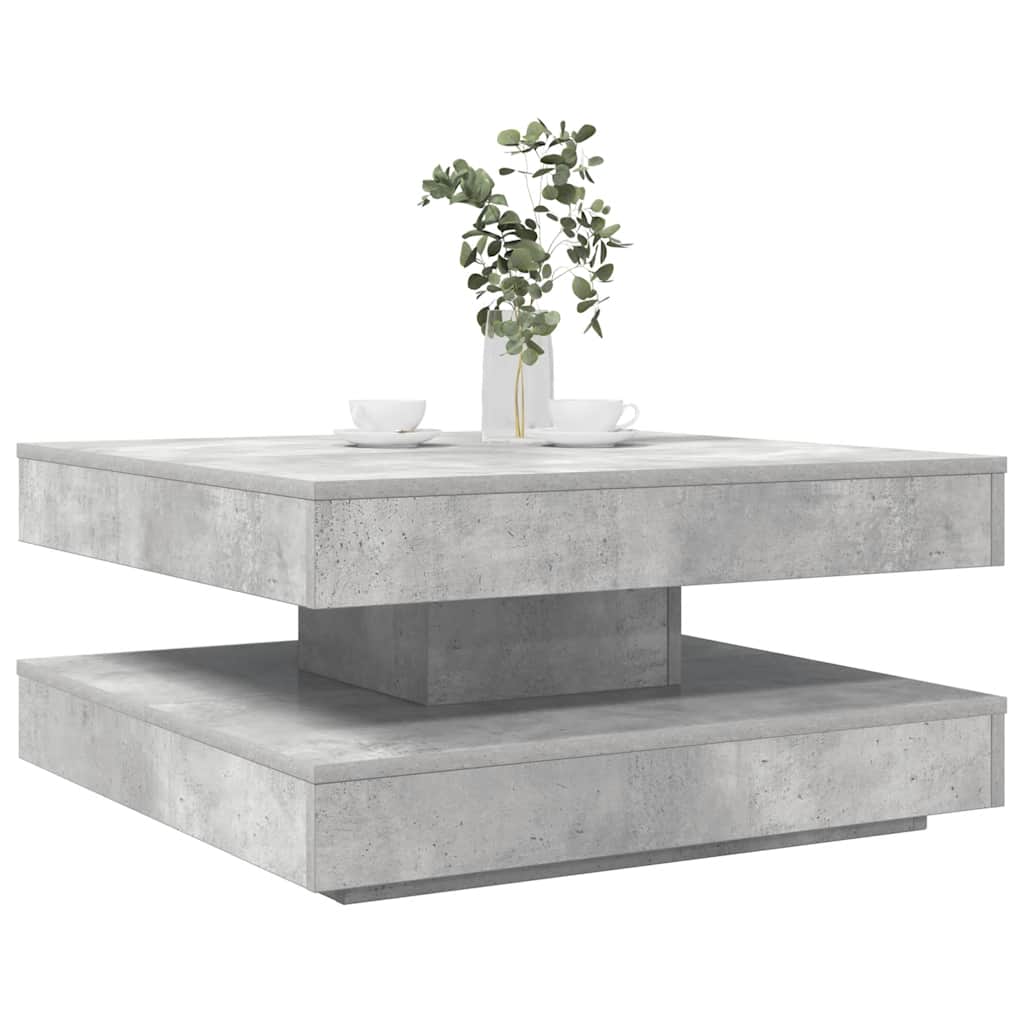 Tavolino da Caffè Girevole a 360 Gradi Grigio 70x70x34,5 cm