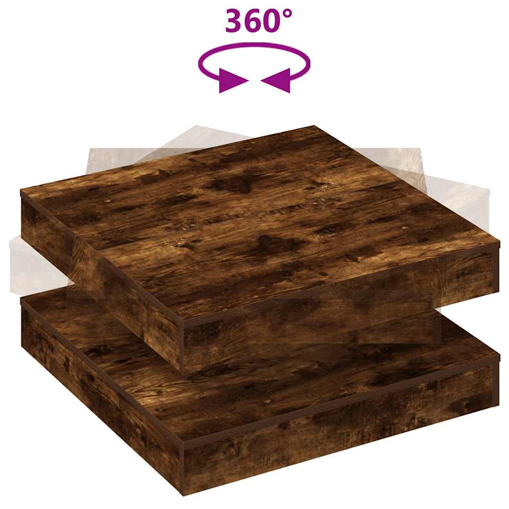 Tavolino da Caffè Girevole a 360 Gradi Rovere 70x70x34,5 cm