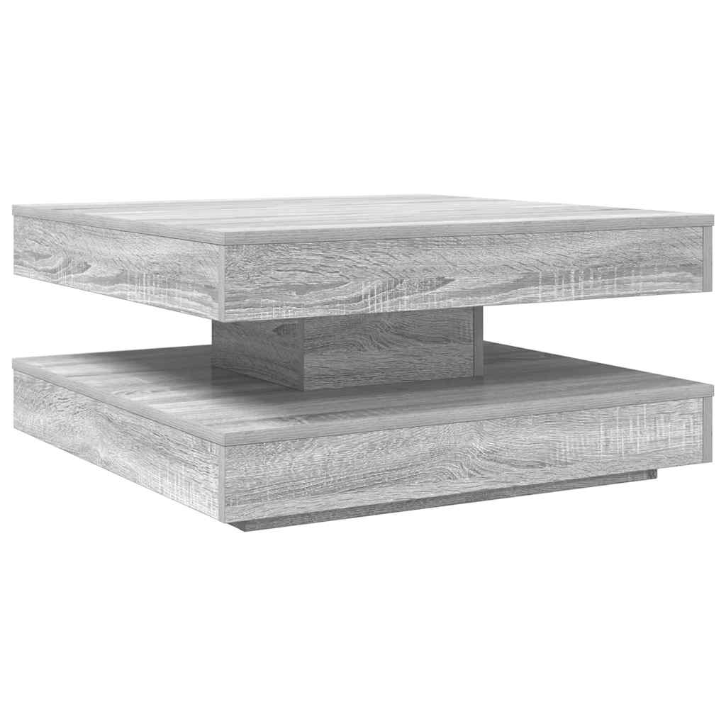 Tavolino da Caffè Girevole a 360 Gradi Grigio 70x70x34,5 cm