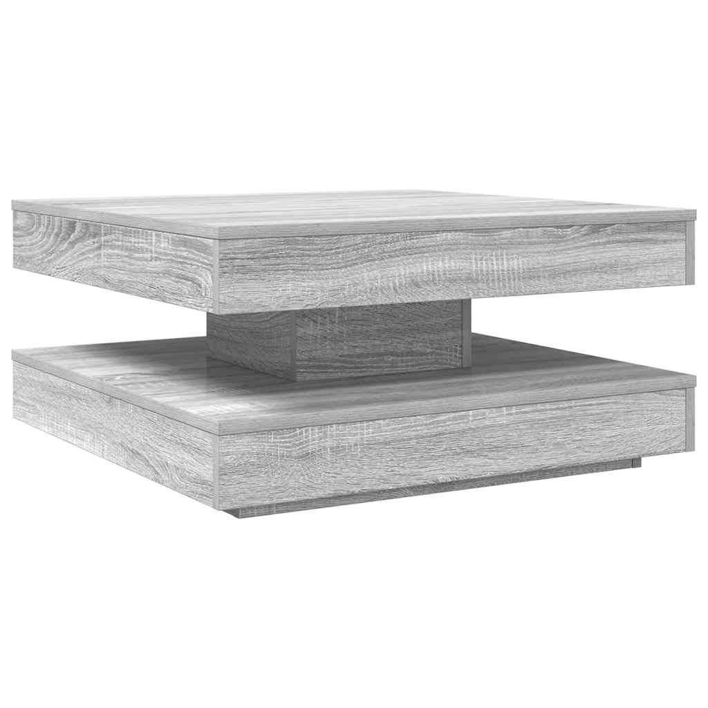 Tavolino da Caffè Girevole a 360 Gradi Grigio 70x70x34,5 cm