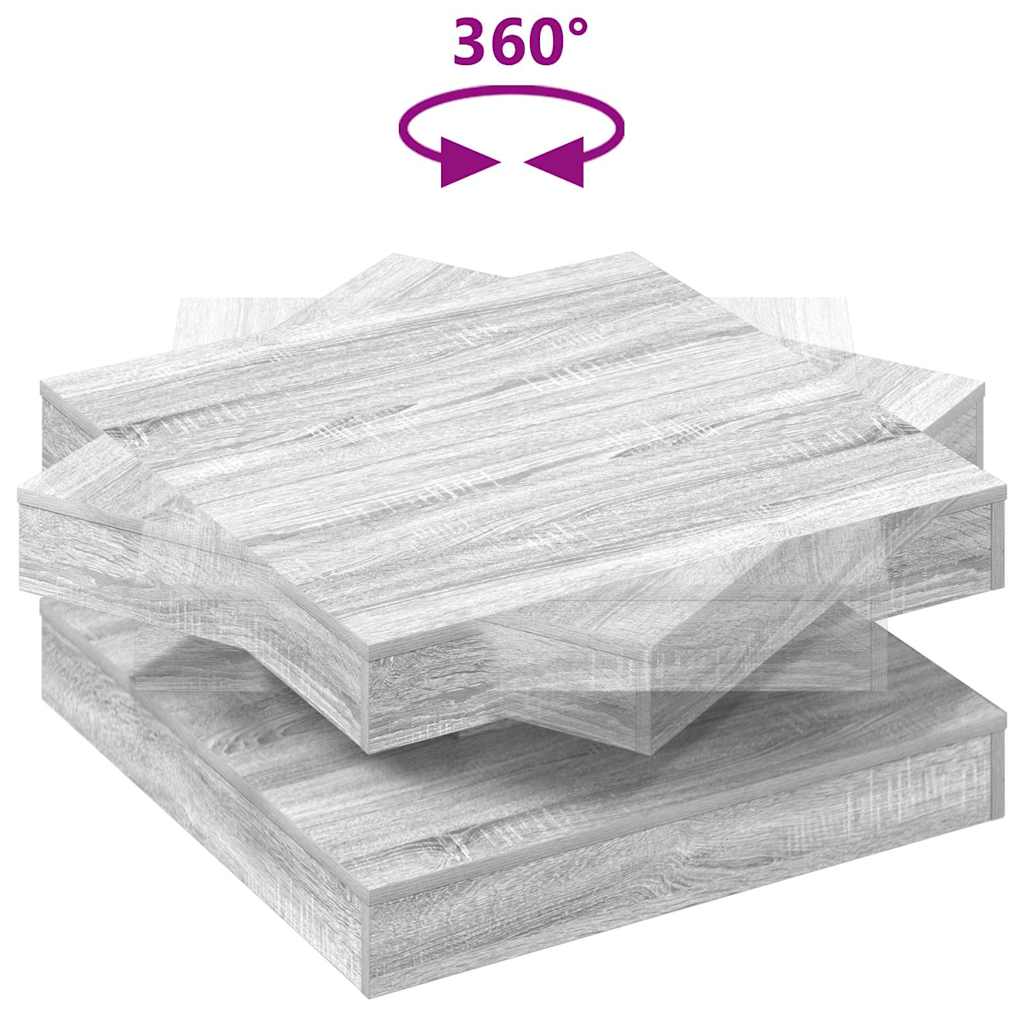 Tavolino da Caffè Girevole a 360 Gradi Grigio 70x70x34,5 cm
