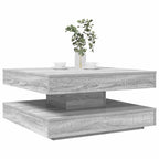 Tavolino da Caffè Girevole a 360 Gradi Grigio 70x70x34,5 cm
