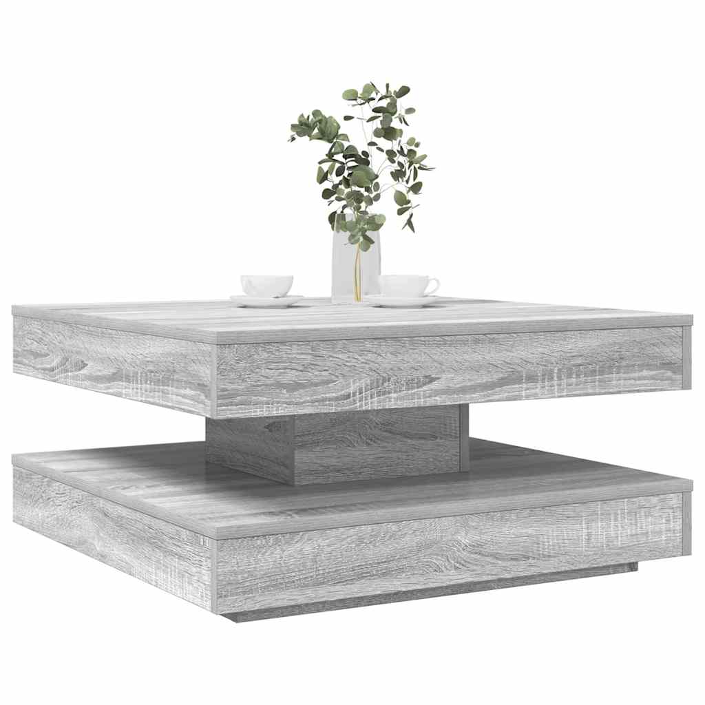 Tavolino da Caffè Girevole a 360 Gradi Grigio 70x70x34,5 cm