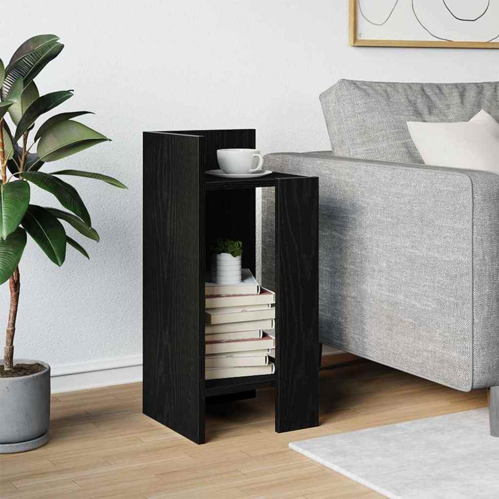 Tavolino Laterale con Ripiano Nero 25,5x27x60 cm
