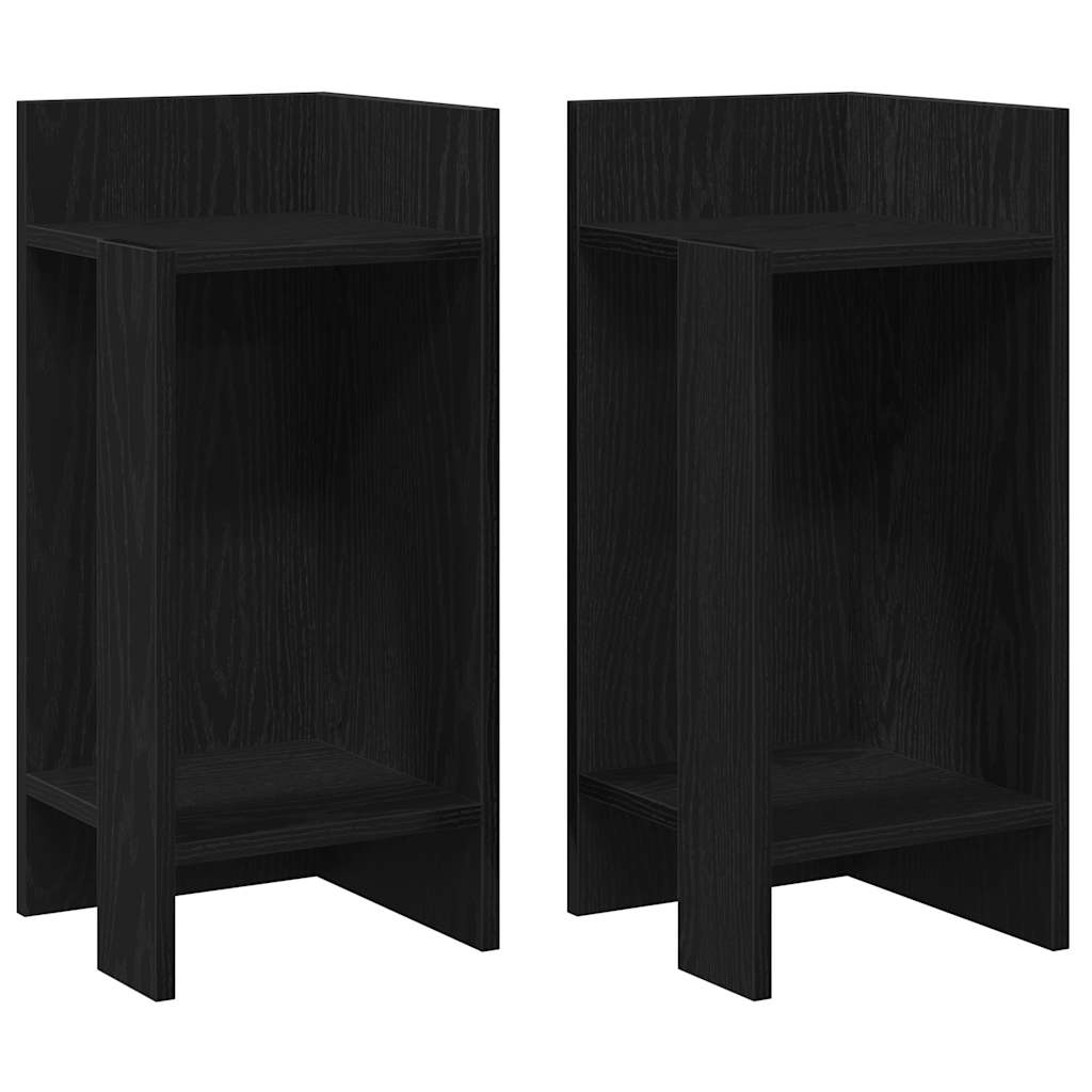 Tavolini Laterali 2pz con Ripiano Nero 25,5x27x60 cm