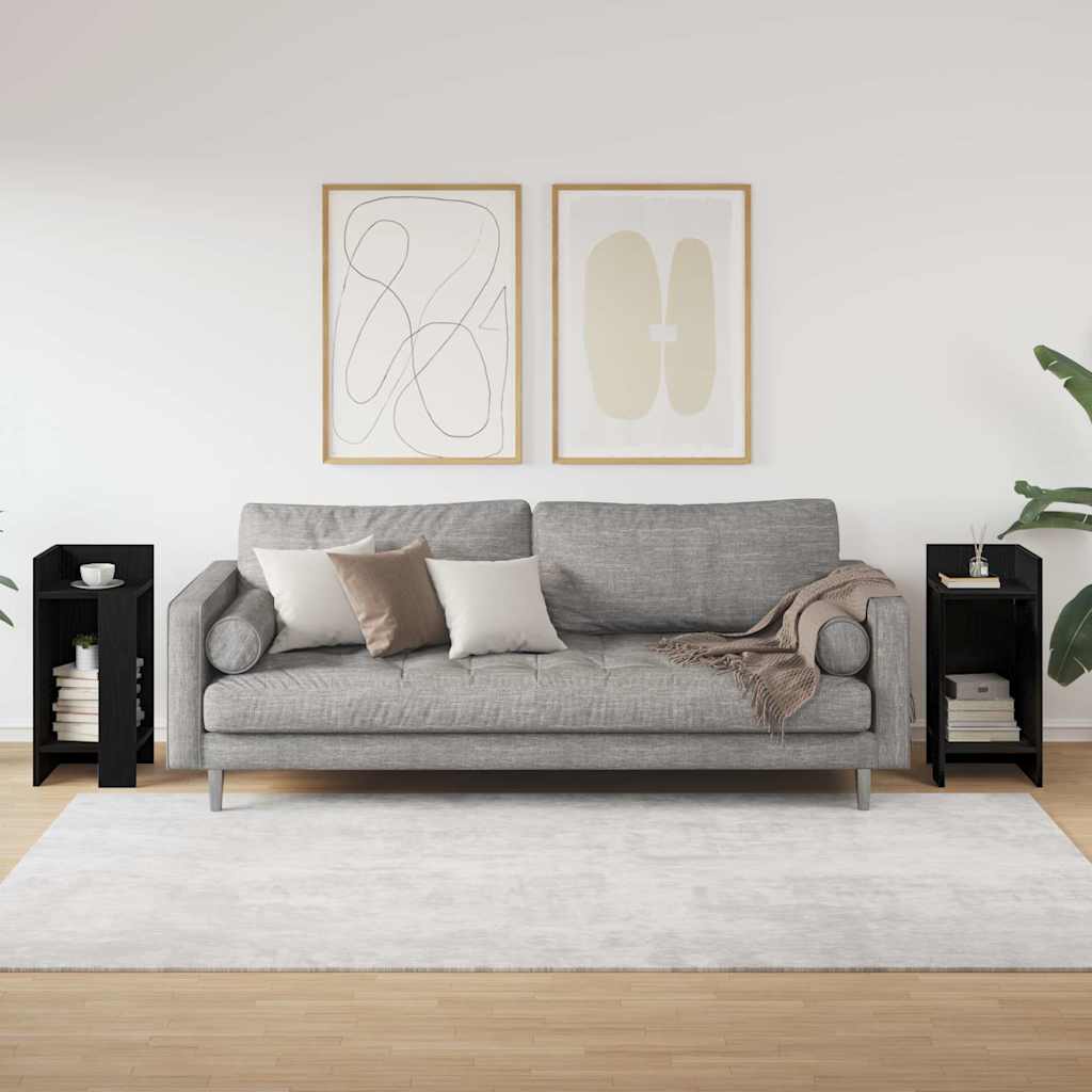 Tavolini Laterali 2pz con Ripiano Nero 25,5x27x60 cm