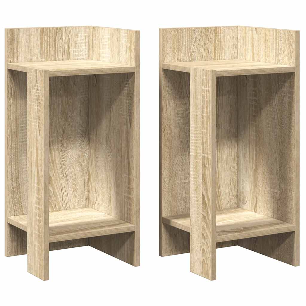 Tavolini Laterali 2pz con Ripiano Rovere Sonoma 25,5x27x60 cm