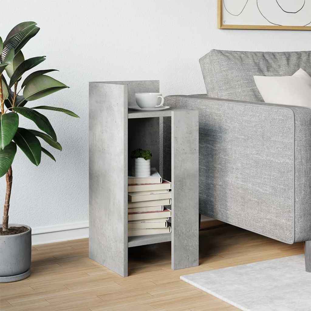Tavolino Laterale con Ripiano Grigio Cemento 25,5x27x60 cm
