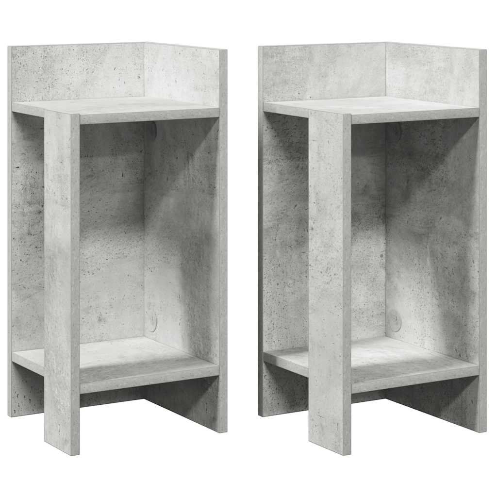 Tavolini Laterali 2 pz con Ripiano Grigio Cemento 25,5x27x60 cm