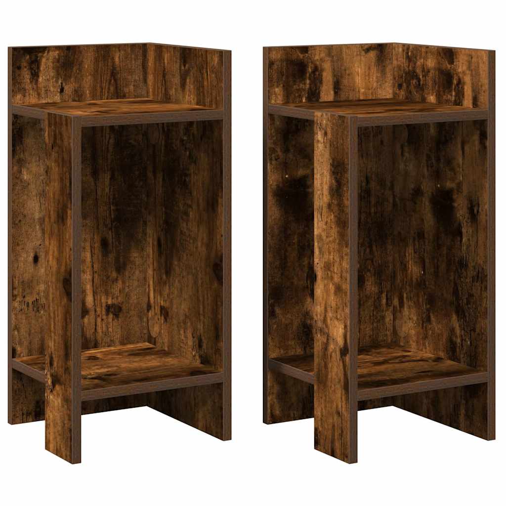 Tavolini Laterali 2 pz con Ripiano Rovere Fumo 25,5x27x60 cm