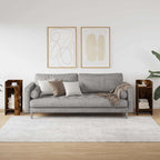Tavolini Laterali 2 pz con Ripiano Rovere Fumo 25,5x27x60 cm