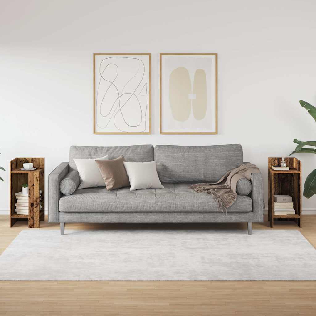 Tavolini Laterali 2 pz con Ripiano Legno Antico 25,5x27x60 cm