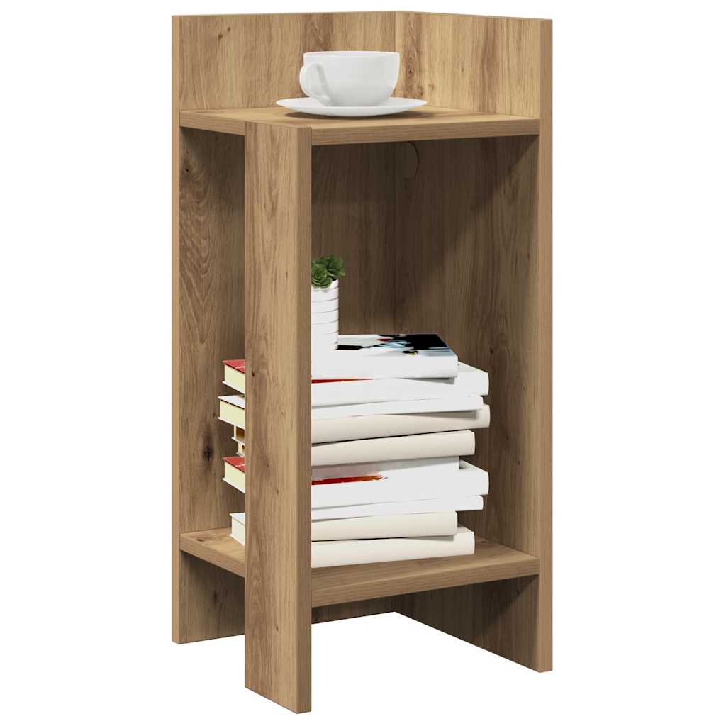 Tavolini Laterali 2pz con Ripiano Rovere Artigianale