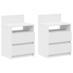 Comodini 2 pz con 2 Cassetti Bianchi 40x33x60 cm