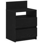 Comodino con 2 Cassetti Nero 40x33x60 cm