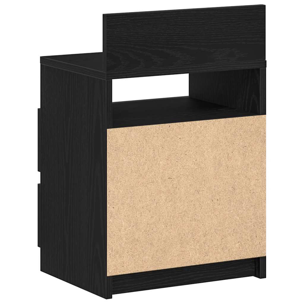 Comodino con 2 Cassetti Nero 40x33x60 cm