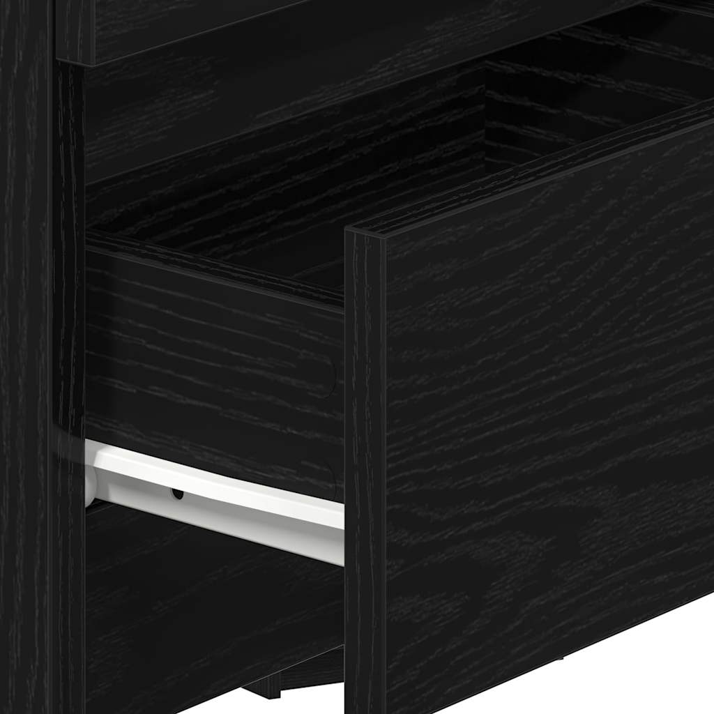 Comodino con 2 Cassetti Nero 40x33x60 cm