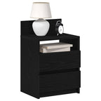 Comodino con 2 Cassetti Nero 40x33x60 cm