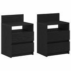 Comodini 2 pz con 2 Cassetti Neri 40x33x60 cm