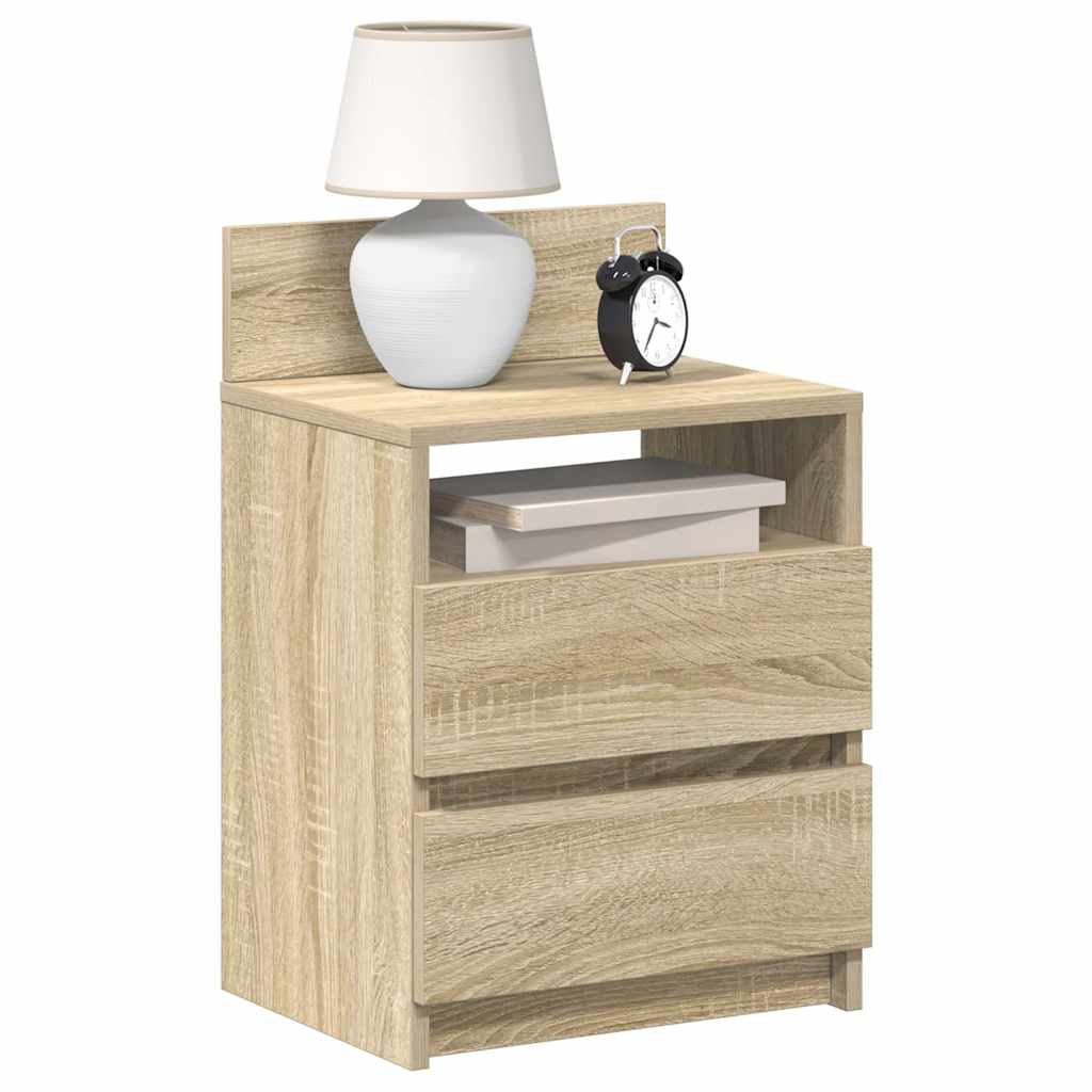 Comodini 2 pz con 2 Cassetti Rovere Sonoma 40x33x60 cm