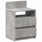 Comodino con 2 Cassetti Grigio Cemento 40x33x60 cm