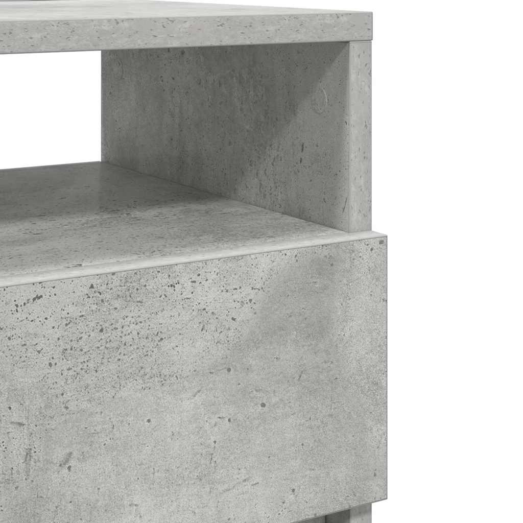 Comodino con 2 Cassetti Grigio Cemento 40x33x60 cm