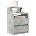 Comodino con 2 Cassetti Grigio Cemento 40x33x60 cm