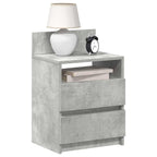 Comodino con 2 Cassetti Grigio Cemento 40x33x60 cm