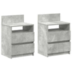 Comodini 2 pz con 2 Cassetti Grigio Cemento 40x33x60 cm
