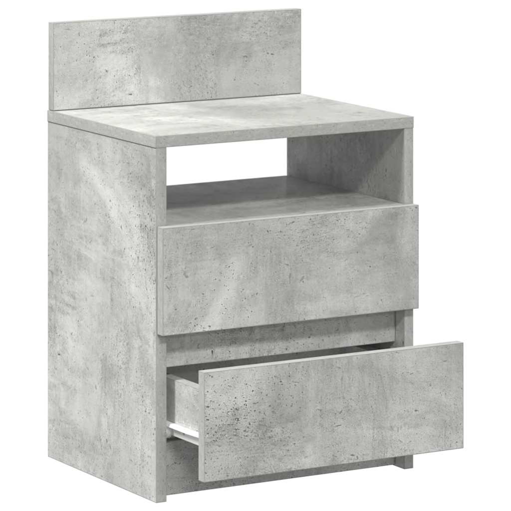 Comodini 2 pz con 2 Cassetti Grigio Cemento 40x33x60 cm