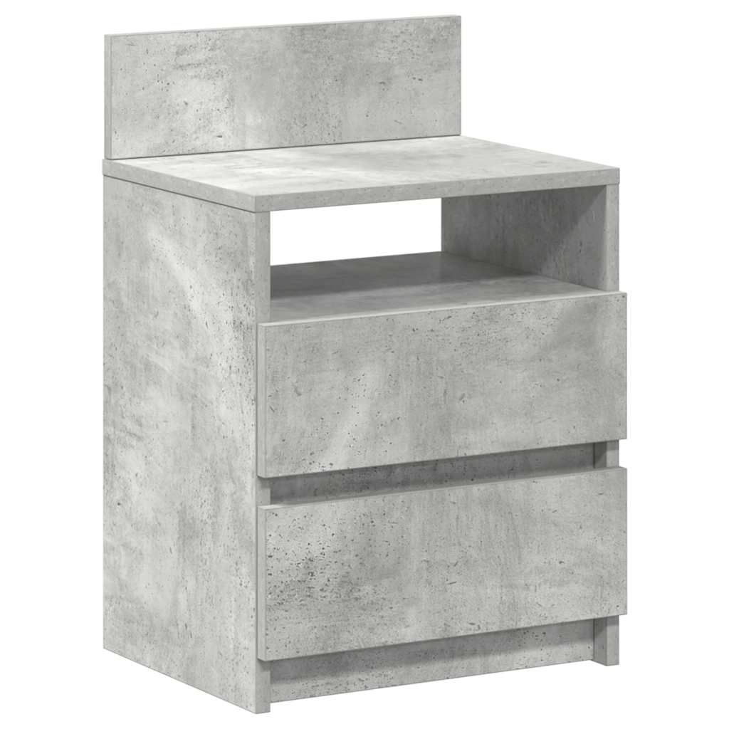 Comodini 2 pz con 2 Cassetti Grigio Cemento 40x33x60 cm