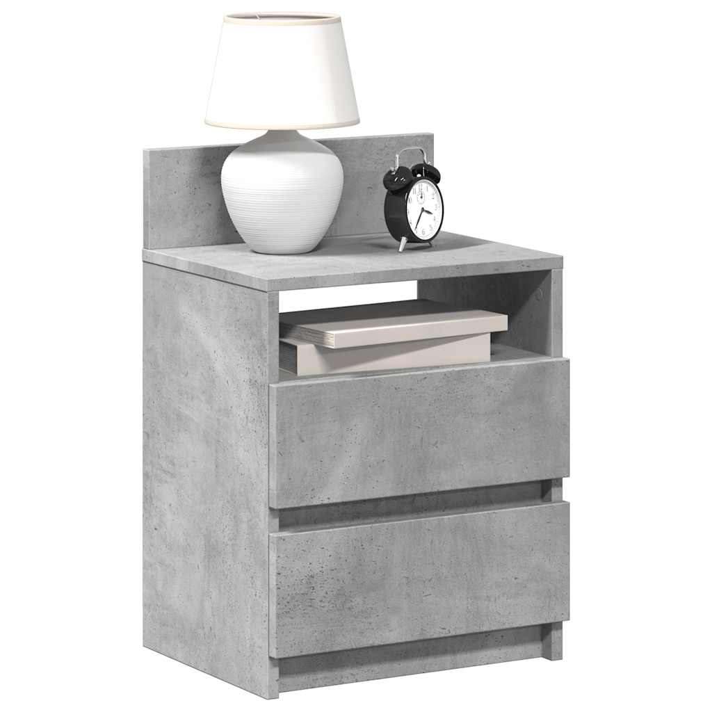 Comodini 2 pz con 2 Cassetti Grigio Cemento 40x33x60 cm