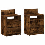 Comodini 2 pz con 2 Cassetti Rovere Fumo 40x33x60 cm