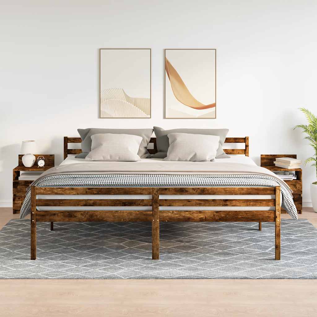 Comodini 2 pz con 2 Cassetti Rovere Fumo 40x33x60 cm