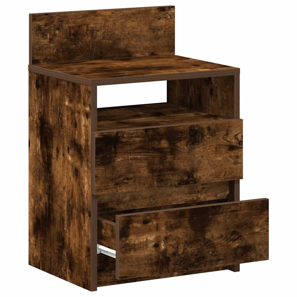 Comodini 2 pz con 2 Cassetti Rovere Fumo 40x33x60 cm
