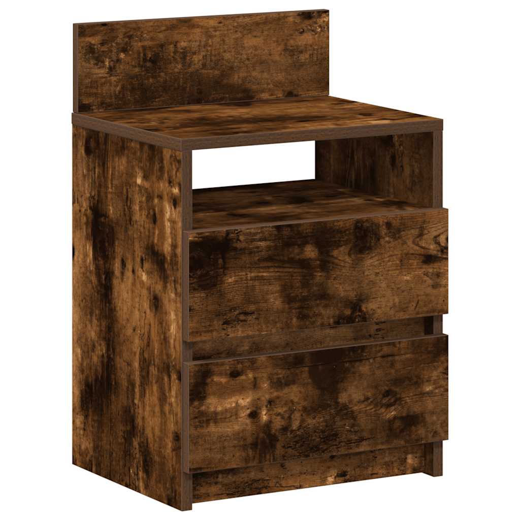 Comodini 2 pz con 2 Cassetti Rovere Fumo 40x33x60 cm