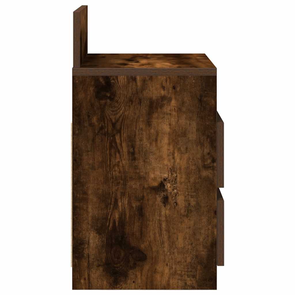 Comodini 2 pz con 2 Cassetti Rovere Fumo 40x33x60 cm