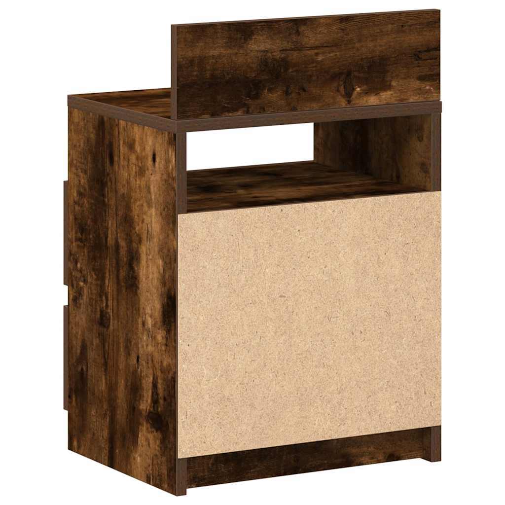 Comodini 2 pz con 2 Cassetti Rovere Fumo 40x33x60 cm