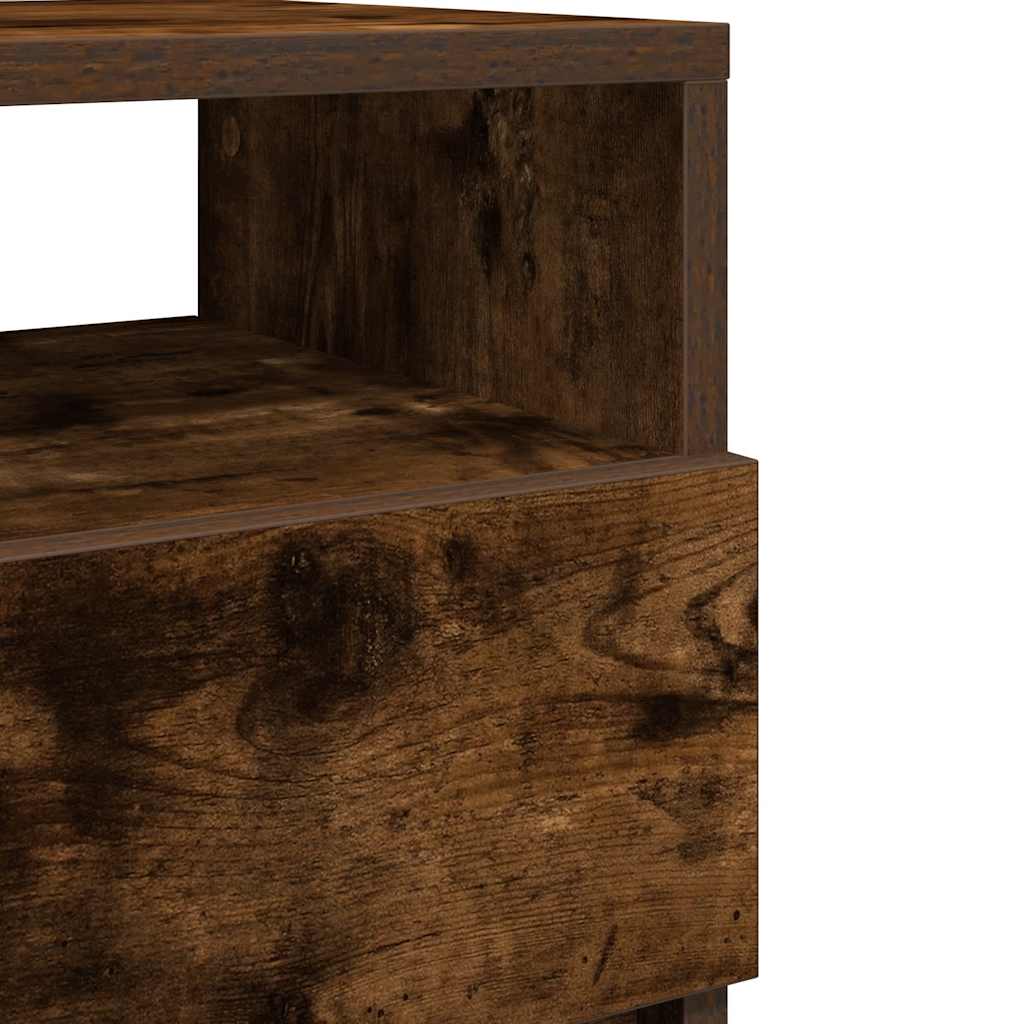 Comodini 2 pz con 2 Cassetti Rovere Fumo 40x33x60 cm