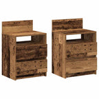 Comodini 2 pz con 2 Cassetti Legno Antico 40x33x60 cm