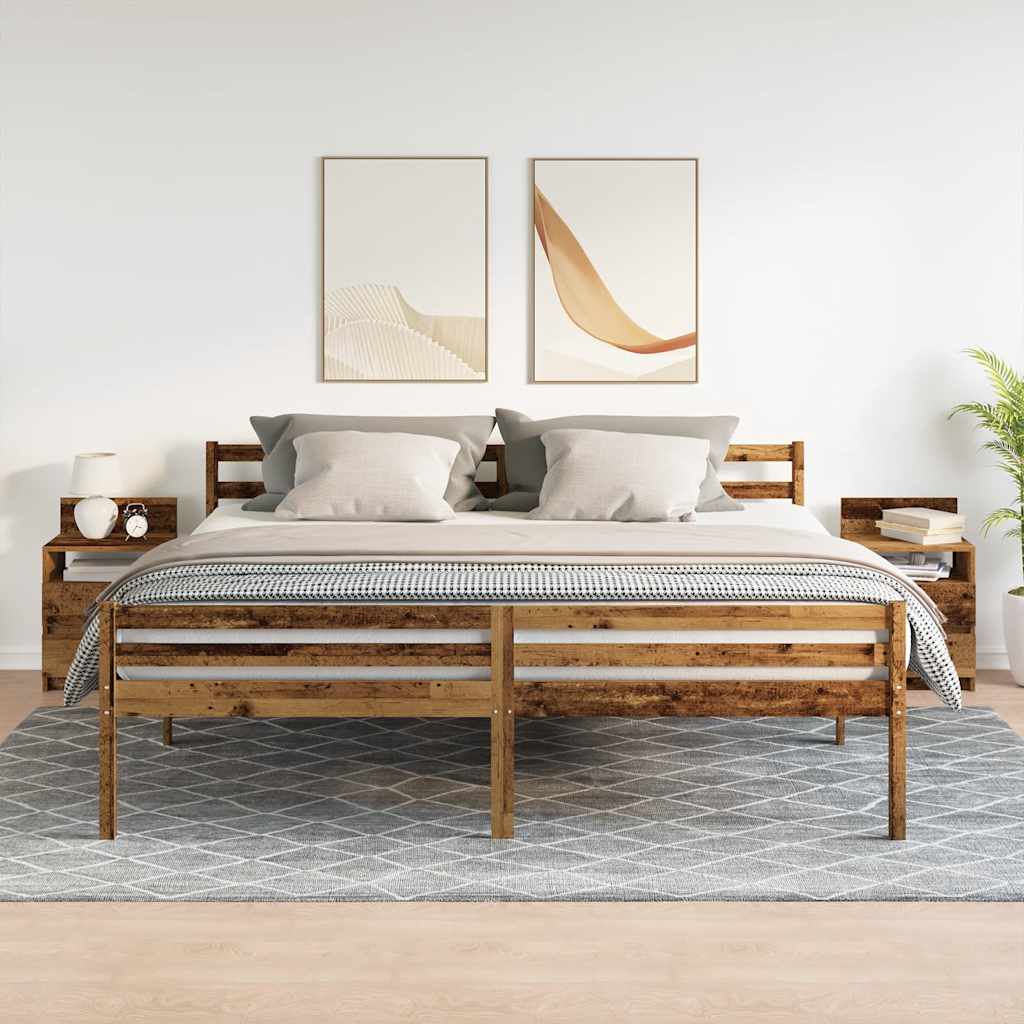 Comodini 2 pz con 2 Cassetti Legno Antico 40x33x60 cm