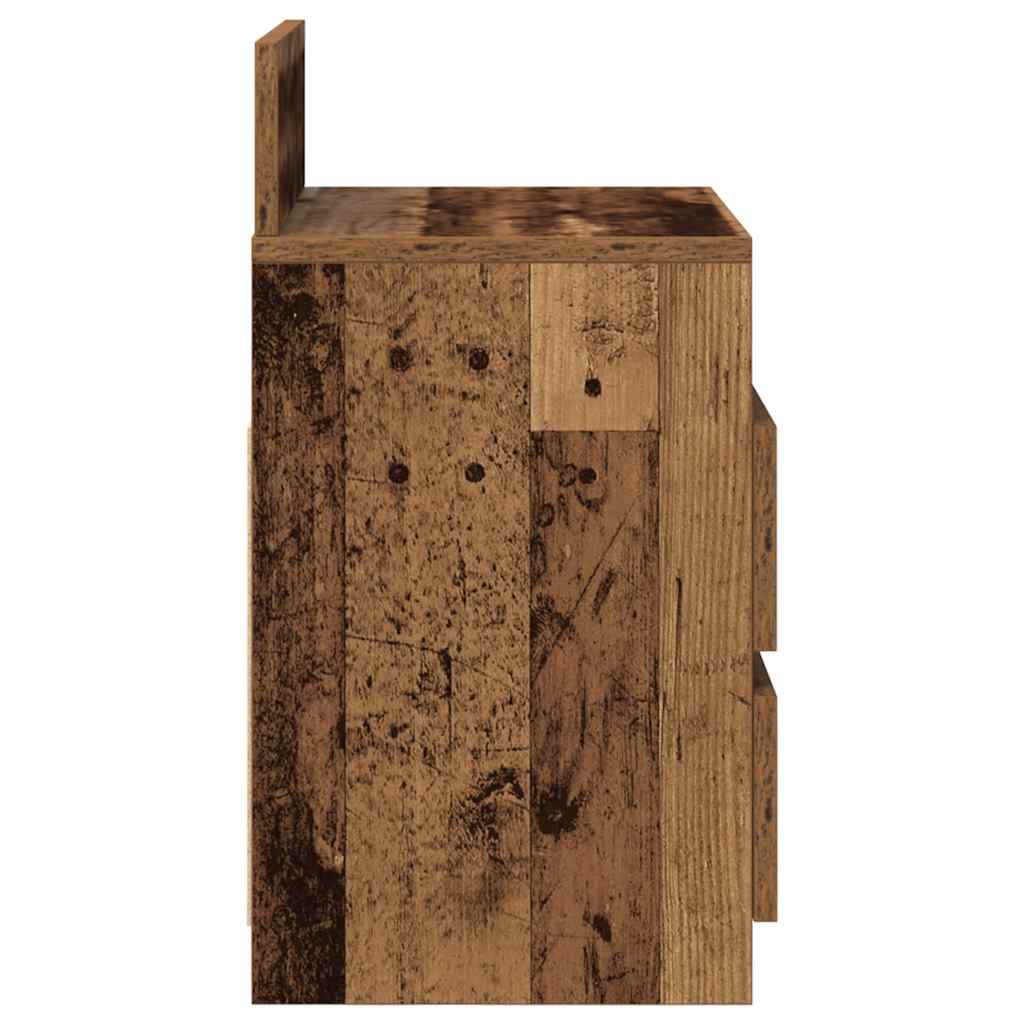 Comodini 2 pz con 2 Cassetti Legno Antico 40x33x60 cm