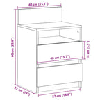 Comodini 2 pz con 2 Cassetti Legno Antico 40x33x60 cm
