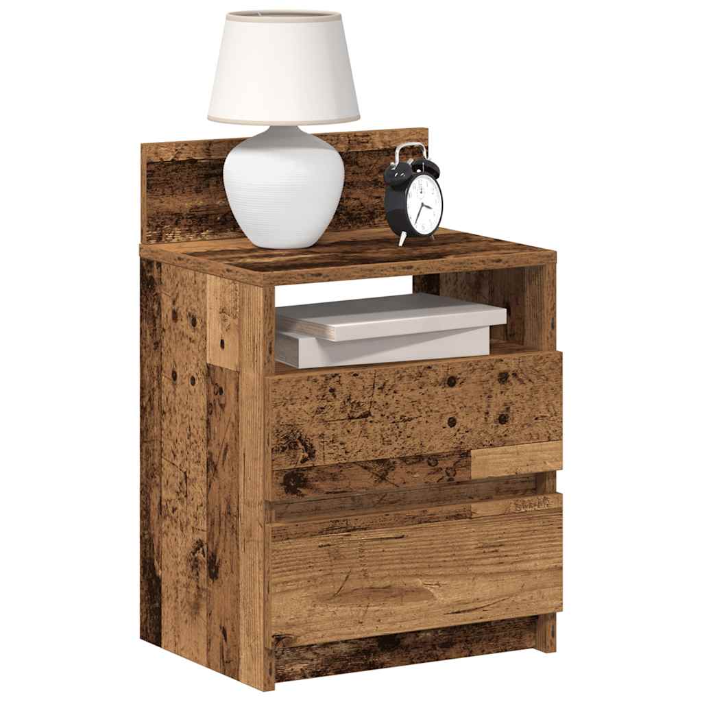 Comodini 2 pz con 2 Cassetti Legno Antico 40x33x60 cm