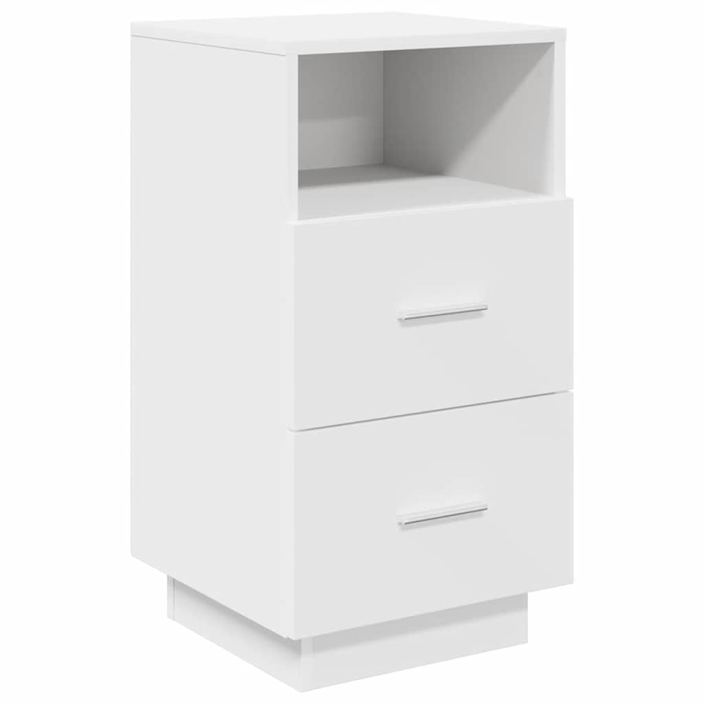 Comodino con 2 Cassetti Bianco 36x36x68 cm