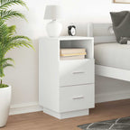 Comodino con 2 Cassetti Bianco 36x36x68 cm