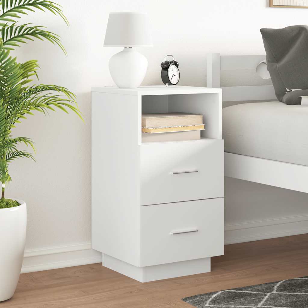 Comodino con 2 Cassetti Bianco 36x36x68 cm